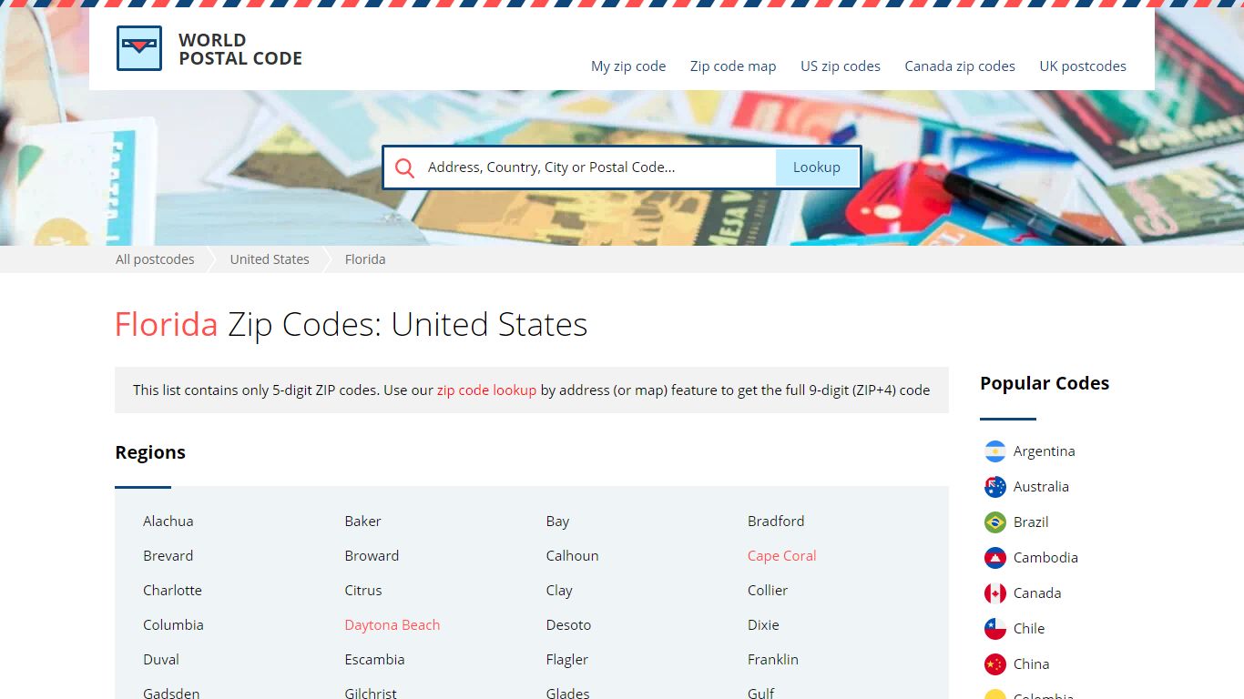 Florida, United States Zip Codes - World Postal Code